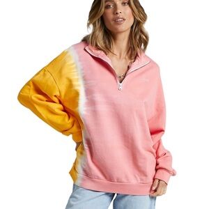 Levi’s yesterdays sweatshirt tie dye 1/4 zip pullover xs pink yellow